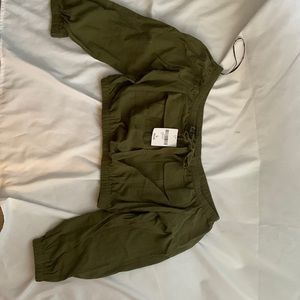 Army green long sleeve crop top